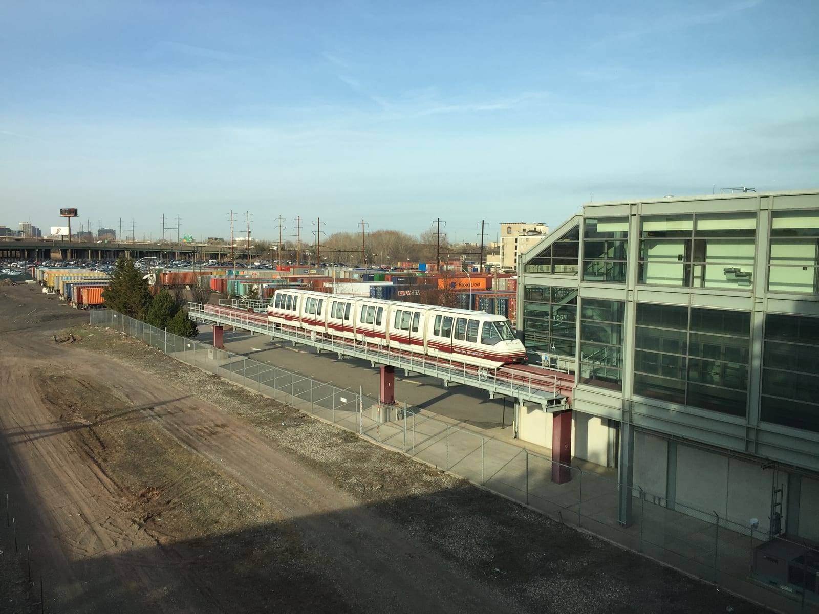AirTrain Newark at the Newark Liberty International Airport rail station, the last leg of the rail route from JFK