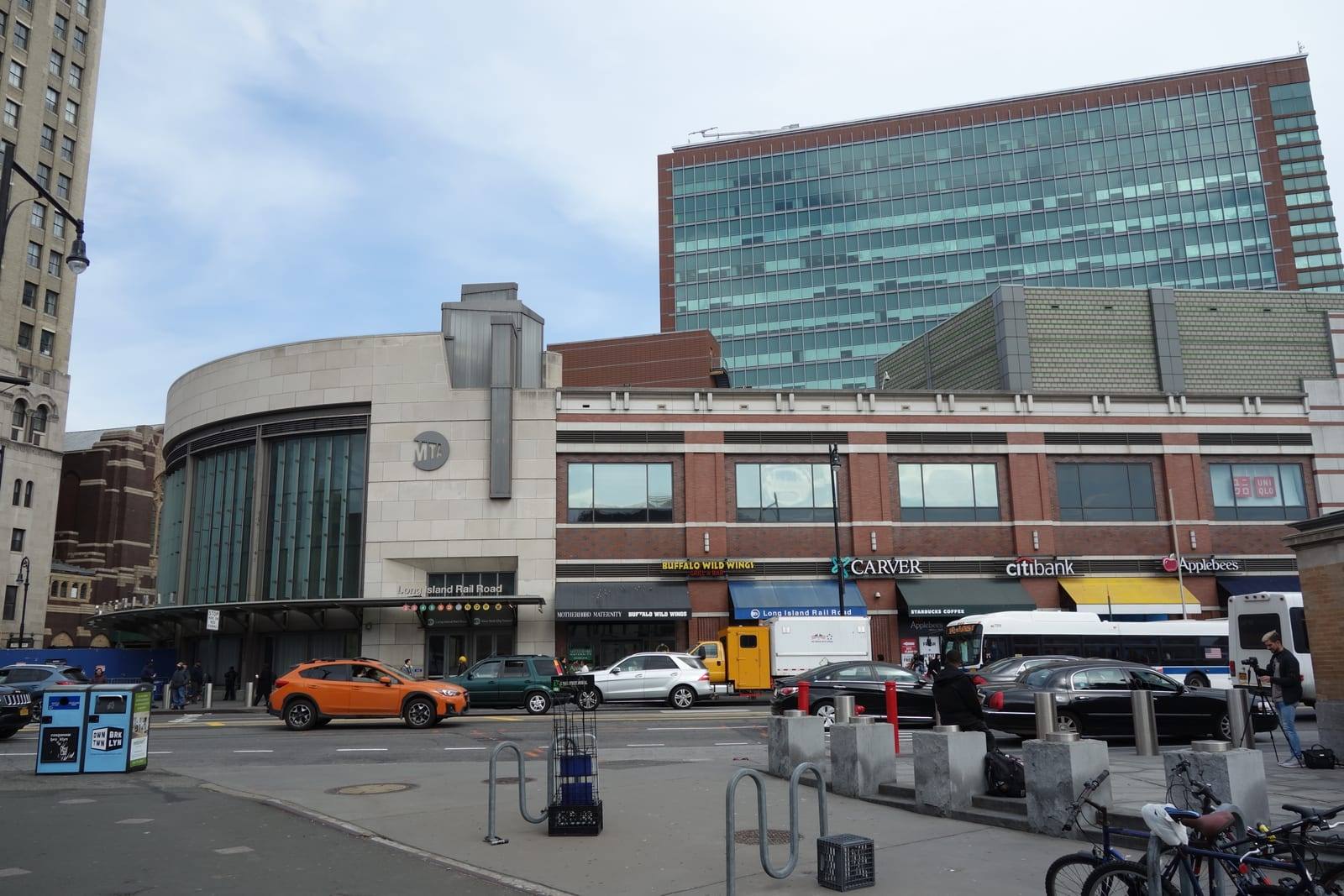 The LIRR and subway entrance to Atlantic Terminal in Downtown Brooklyn, the end of the rail route from JFK