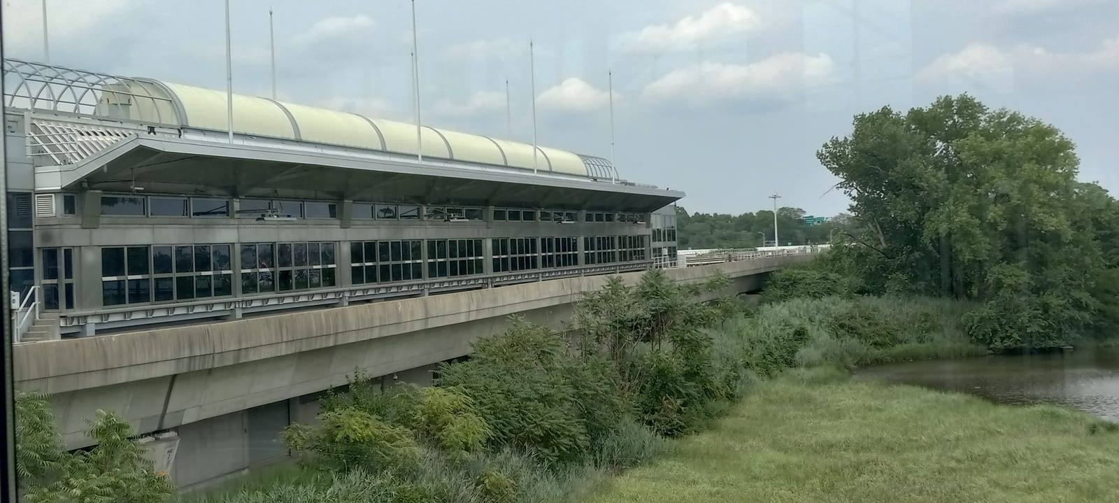 The elevated platform at Howard Beach-JFK, the A train interchange on the subway to JFK