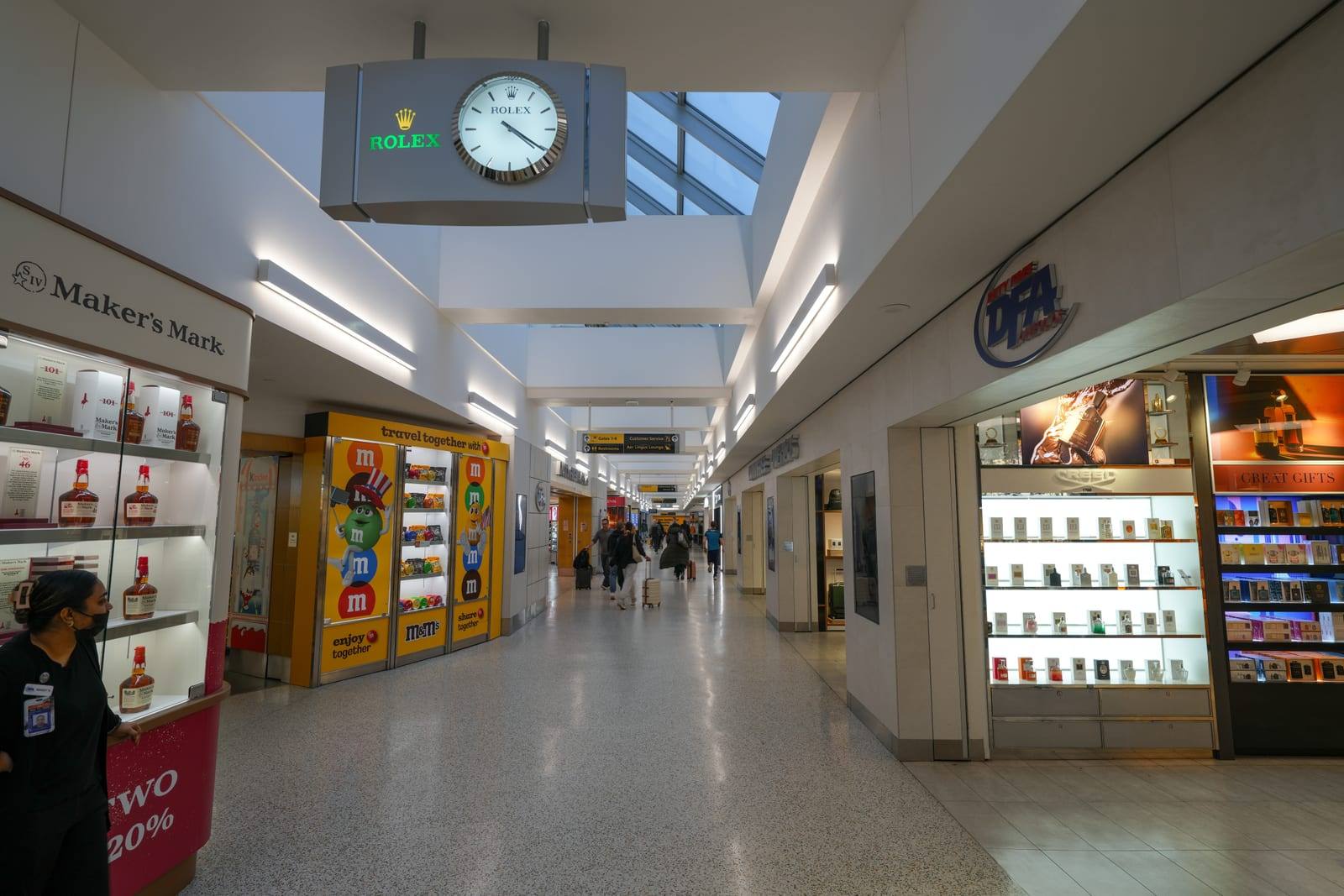 The airside shopping concourse inside JFK Terminal 7
